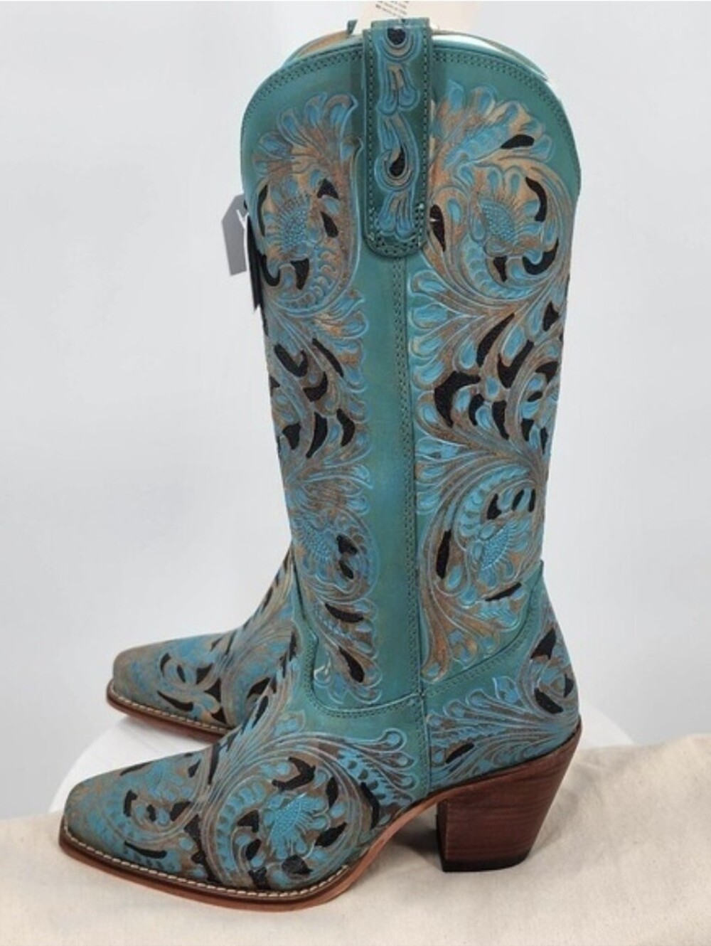 Myra Bag Kasiopeah Turquoise Hand Tooled Leather Western Cowboy Boots Size 9 NWT - Picture 4 of 7